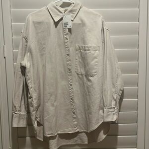 H&M twill button down shirt ecru BNWT size medium
